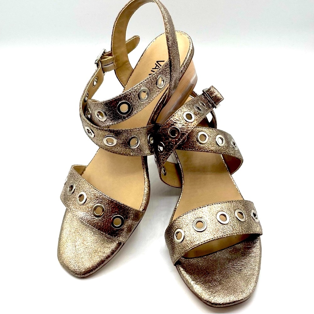Vaneli Metallic Strappy Sandals. Size 8.5. Block Heel.